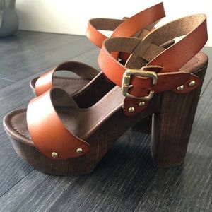 Cognac Platform Sandals